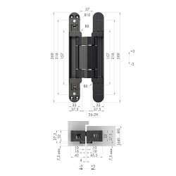 Петля скрытой установки ARMADILLO U3D2200.VPG (ESTETIC 200) BL черный /48919/ (1шт)