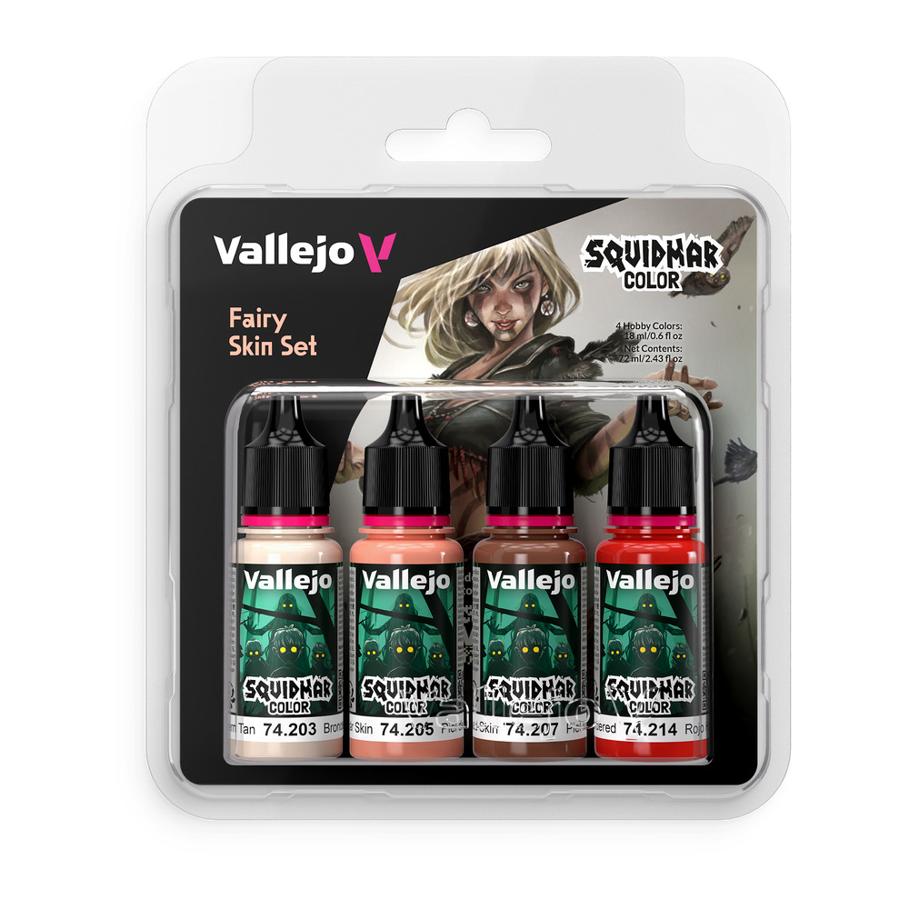Vallejo Squidmar Color Fairy Skin Set — набор для фантастической кожи, 4 × 18 мл (74.306)