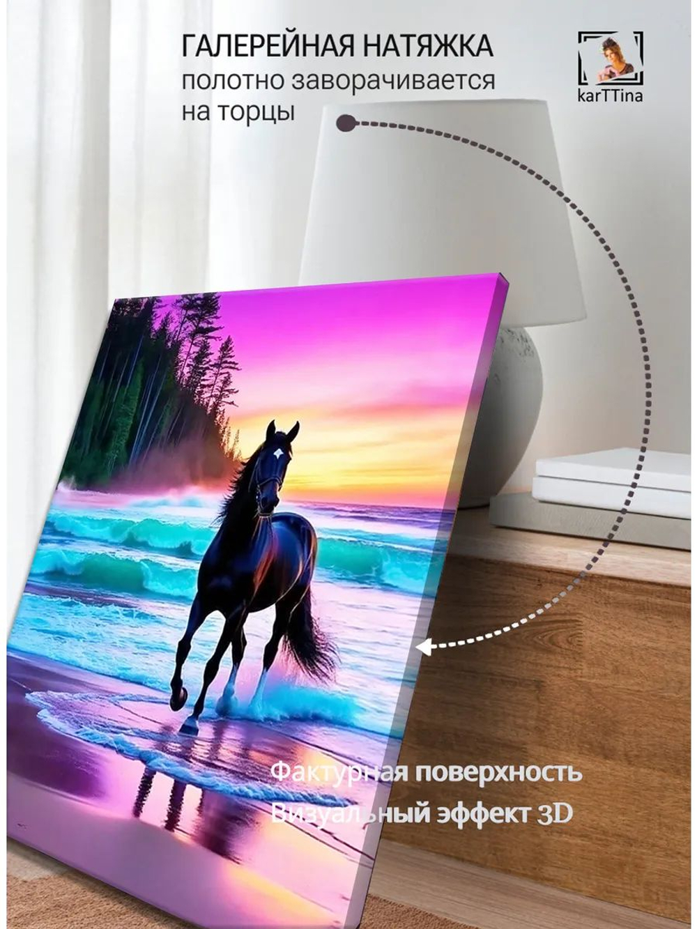 Картина "Вечерний прибой", галерейная 50х70см 1шт., на деревянном подрамнике