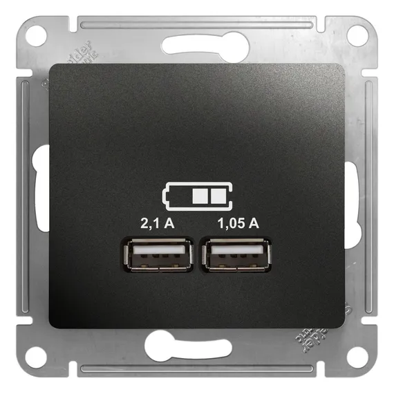 Розетка с USB A+A Systeme Electric Glossa Антрацит GSL000733
