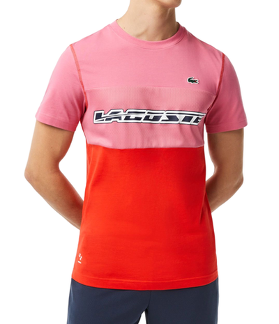 Мужская теннисная футболка Lacoste SPORT x Daniil Medvedev Jersey T-Shirt - pink/red/blue