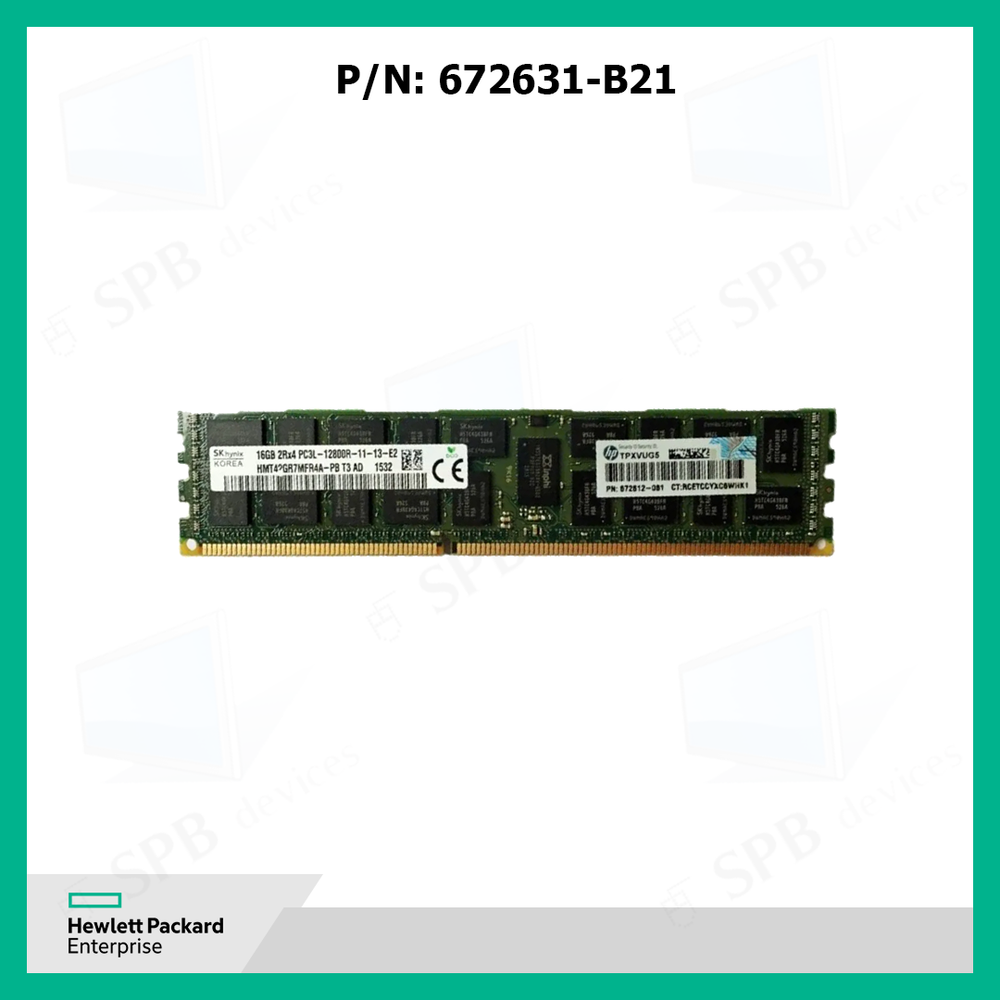 Модуль памяти для сервера HP 16GB DDR3 PC3-12800R 672612-081 ( 672631-B21, 684031-001 ) oem