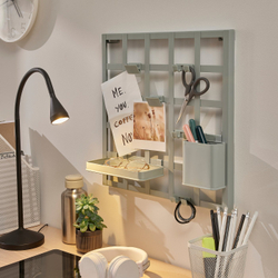 IKEA SNICKRA  (ИКЕА СНИКРА)  -  Панель для хранения из 8 предметов - серо-зелёная 38х38 см