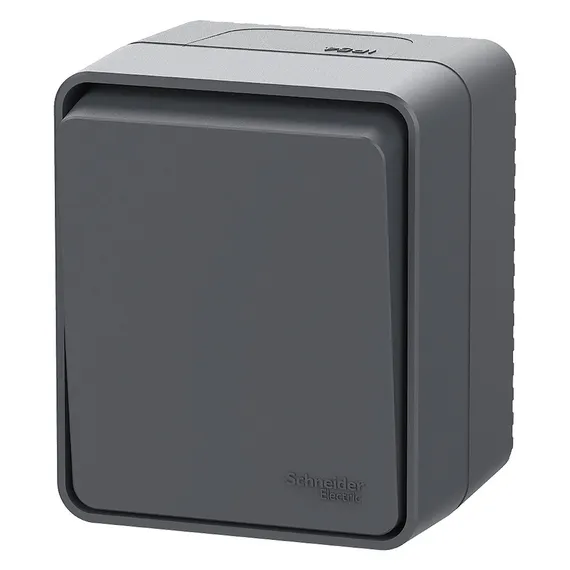 Выключатель кнопочный одноклавишный IP54 Systeme Electric AtlasDesign Profi54 Антрацит ATN544015
