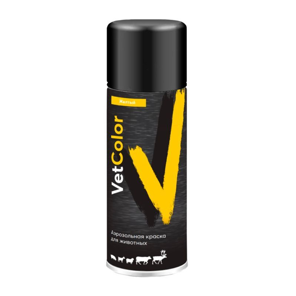 Аэрозольная краска для животных VetColor, цвет желтый, 520 мл
