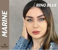 Серо - голубые  линзы для темных и светлых глаз на 12 мес. Rainbow Marine Ring Blue с окантовкой