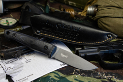 Нож Kizlyar Supreme SANTI D2 TW G10-BH LS (TacWash, G10 Black Handle, Leather Sheath)