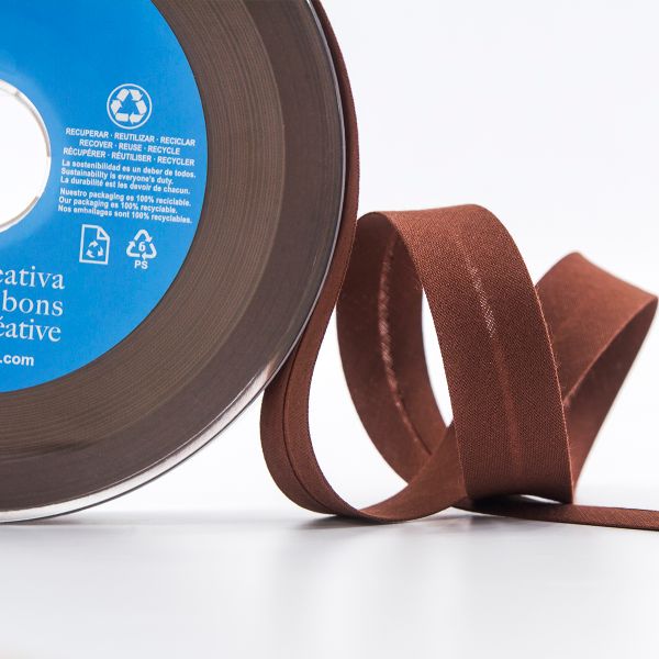 Косая бейка хлопок/полиэстер 20 мм / 25 метров, 117 шоколад, Safisa (Spiral)
