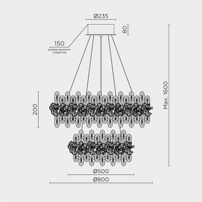 Подвесная люстра MODELUX ML.9888.800.500 GD