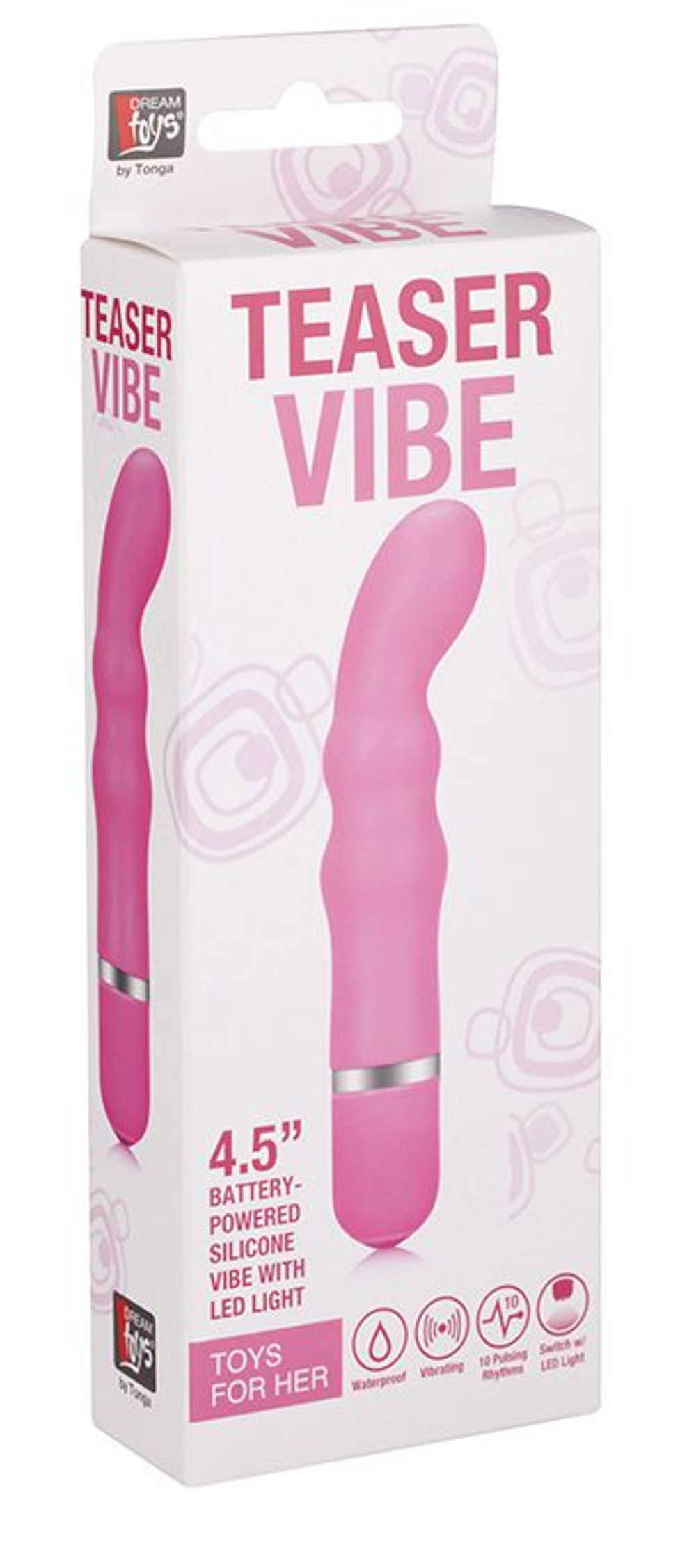 Розовый силиконовый вибратор NEON TEASER VIBE PINK - 11,4 см. (Цвет: розовый)