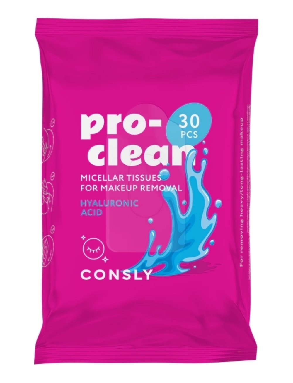 Consly Pro-Clean Micellar Tissues for Makeup Removal with Hyaluronic