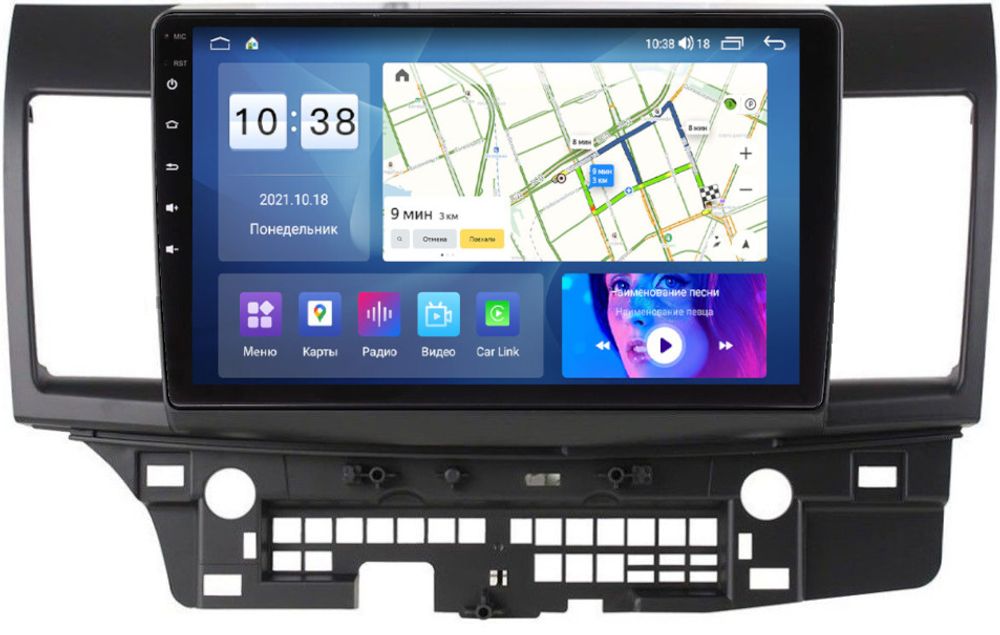 Магнитола для Mitsubishi Lancer X 2007-2016 - Parafar PF970LUX1UHD на Android 13, Быстрая, QLED, CarPlay, 4G SIM-слот