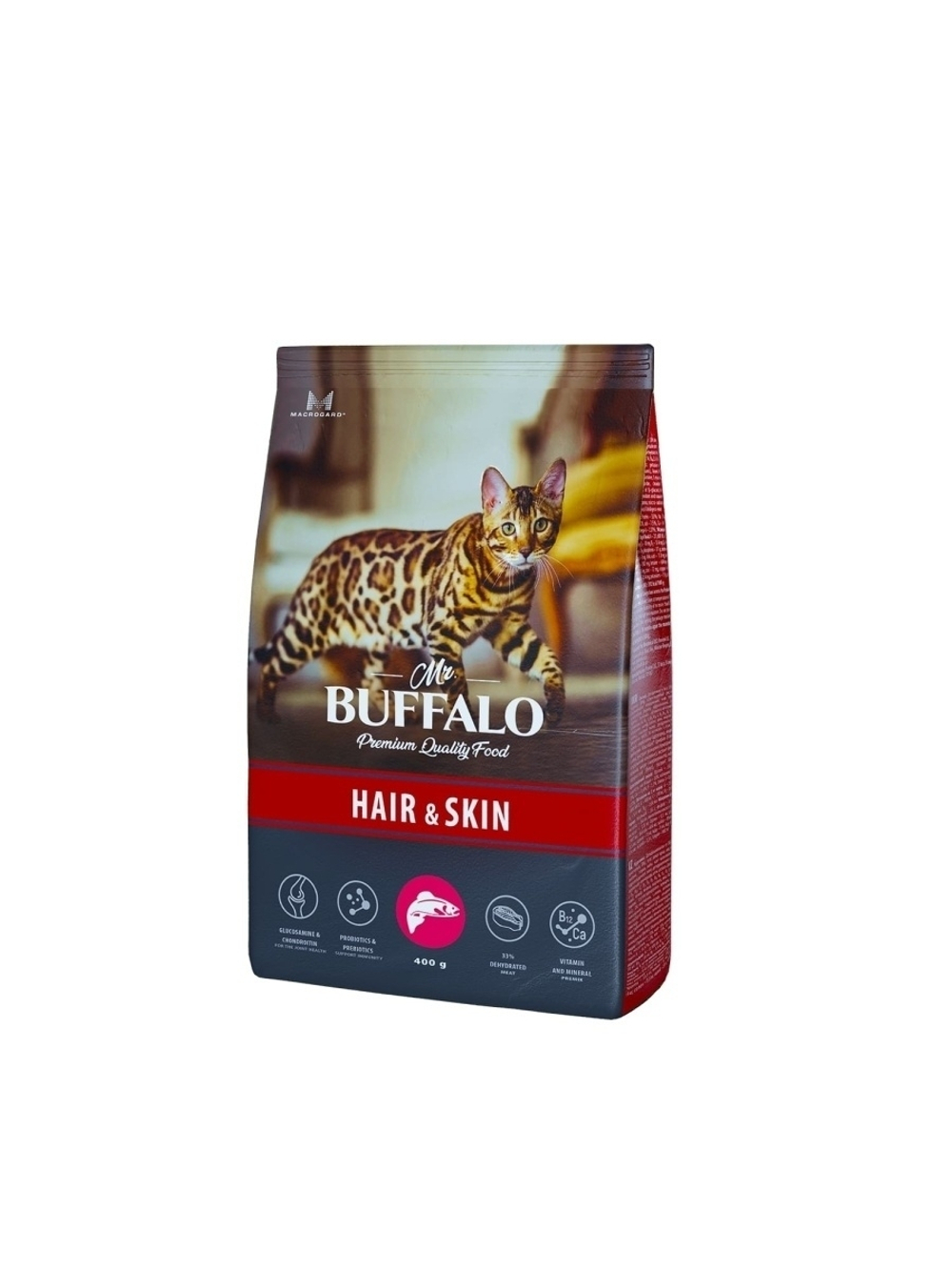 Сухой корм Mr. Buffalo Hair & Skin для здоровой кожи и шерсти кошек, лосось, 400 г