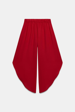 ZARA ЛЕГКИЕ БРЮКИ С РАЗРЕЗАМИ, ВИШНЕВЫЙ