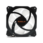 Комплект из 3 вентиляторов ТЕСЛА (TESLA) RGB120-RB3, 120мм, 3-pin+Molex, черный-белый/FRGB, 1200rpm, 38CFM, 21дБ, антивибропрокладки (TSL-120-RB3)