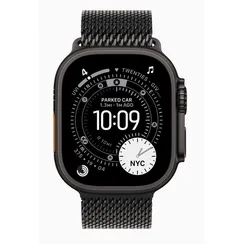 Часы Apple Watch Ultra 3, 2025, 49 мм, титан чёрного цвета, миланский сетчатый браслет