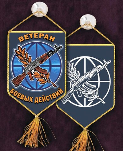 Памятный вышитый вымпел Ветерану боевых действий 15x10 см