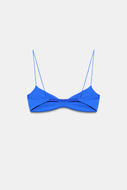 ZARA ТОП-БИКИНИ С ОТСТРОЧКОЙ, ЯРКО-СИНИЙ