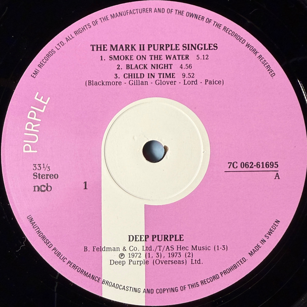 Deep Purple – The Mark 2 Purple Singles (Швеция 1979г.)