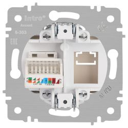 Розетка Intro Accent 6-303-03 информационная RJ45 IP20 СУ алюминий | Intro