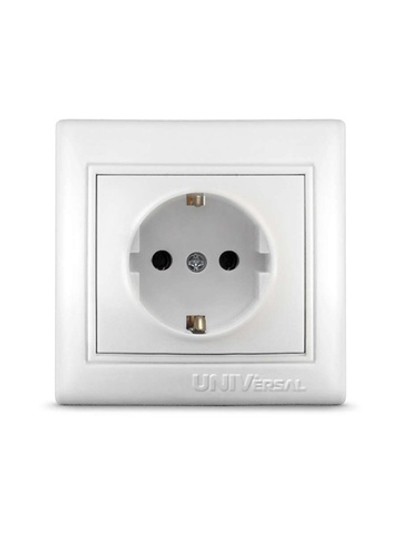 Розетка 1-м СП Севиль 16А IP20 с заземл. бел. UNIVersal С0028