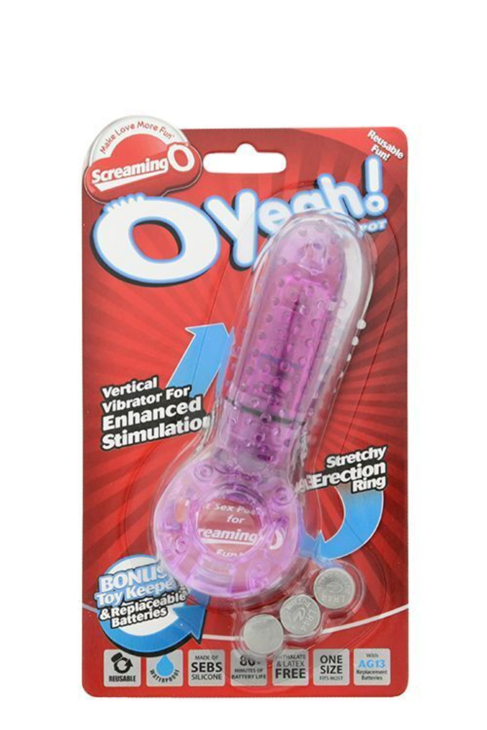 Фиолетовое эрекционное кольцо с вибрацией и пальчиком OYEAH PURPLE (Цвет: фиолетовый)
