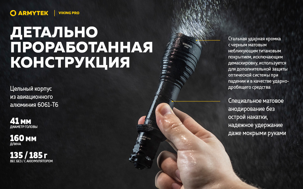Фонарь тактический подствольный Armytek F07701W Viking Pro Magnet USB (теплый белый свет)