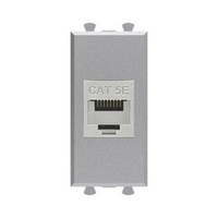 Компьютерная розетка RJ-45 без шторки модульная, кат.5е экранированная, "Avanti", "Закаленная сталь", 1 модуль