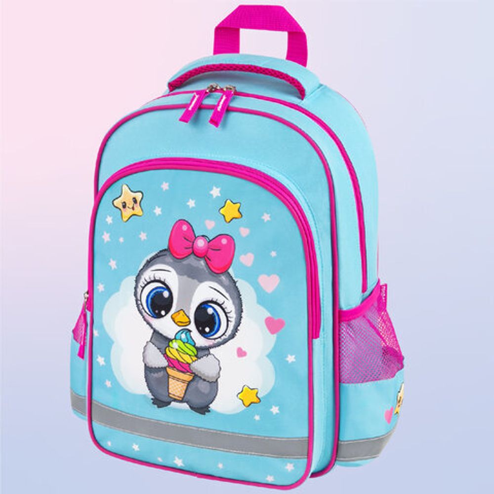 Рюкзак ПИФАГОР SCHOOL, 1 отделение, 3 кармана, "Smart penguin", 38x28х14 см, 271403