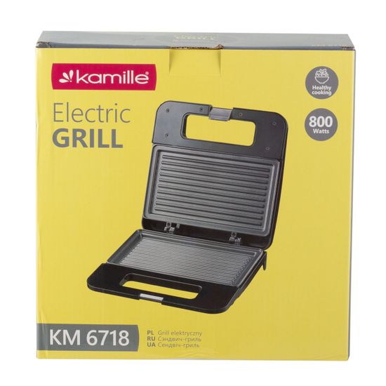 Гриль электрический 800 Вт. Kamille KM 6718 с антипригарным покрытием