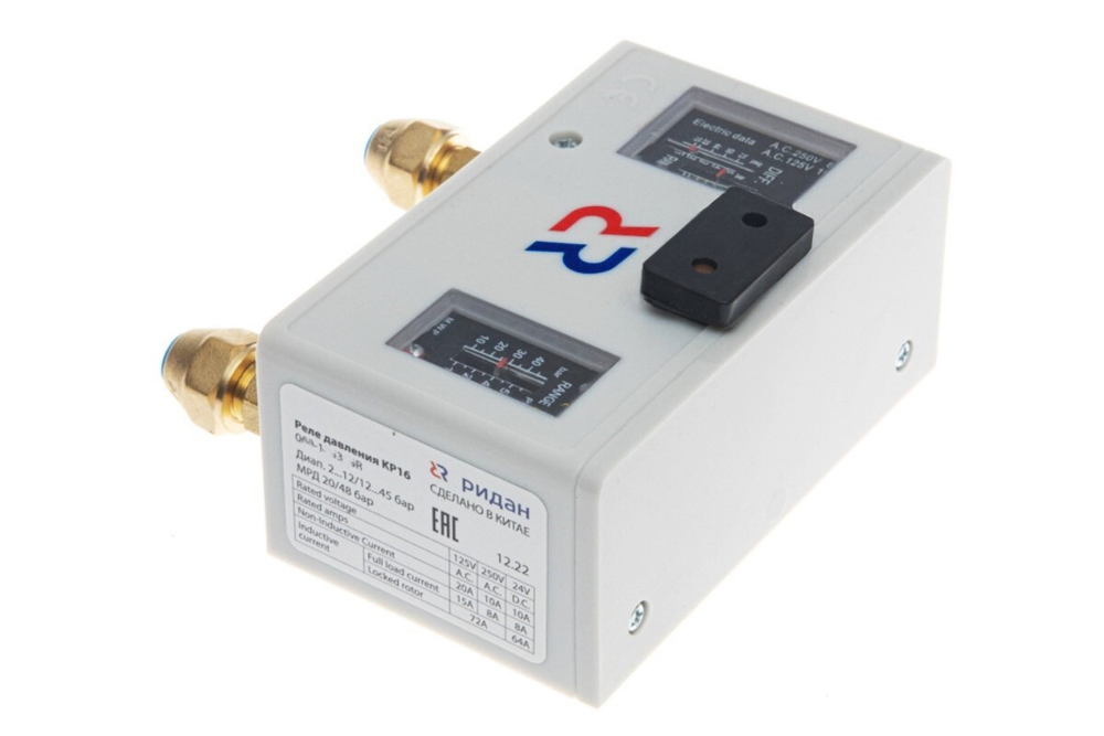 Реле давления сдвоенные KP, со штуцерами 1/4", IP44, Ридан