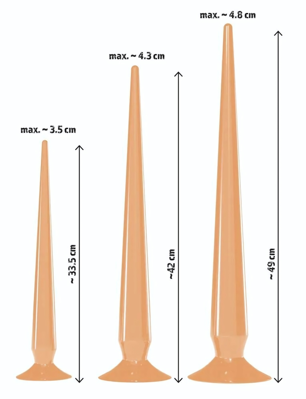 Набор из 3 телесных удлиненных анальных пробок Super Long Flexible Butt Plug Set (Цвет: телесный)