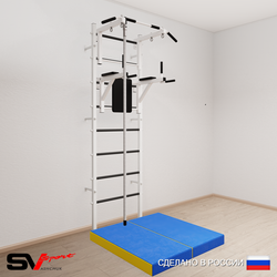 Шведская стенка Sv Sport усиленная 6704 (Турник стандарт/Брусья/Канат/Мат 1м)