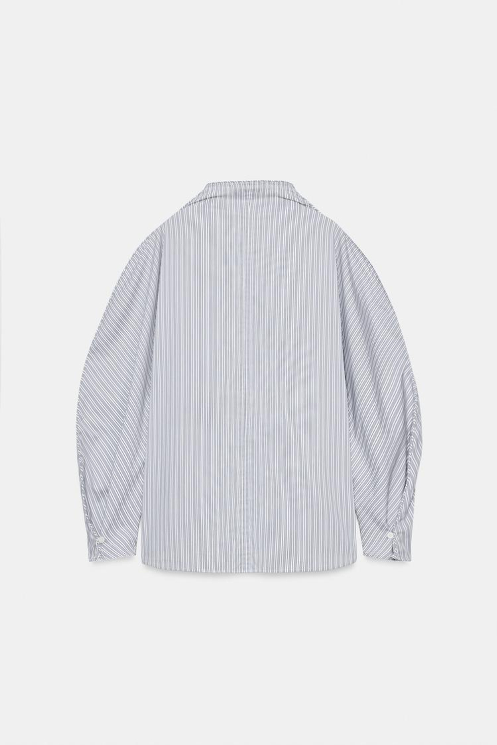 ZARA РУБАШКА ИЗ ПОПЛИНА В ПОЛОСКУ С ОБЪЕМОМ, БЕЛЫЙ/СЕРЫЙ