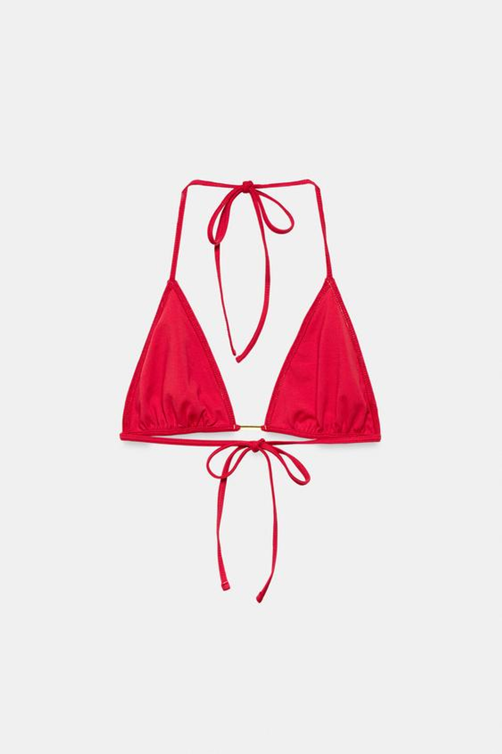 ZARA ОДНОТОННЫЙ ТОП-БИКИНИ С МЕТАЛЛИЧЕСКОЙ ДЕТАЛЬЮ, КРАСНЫЙ