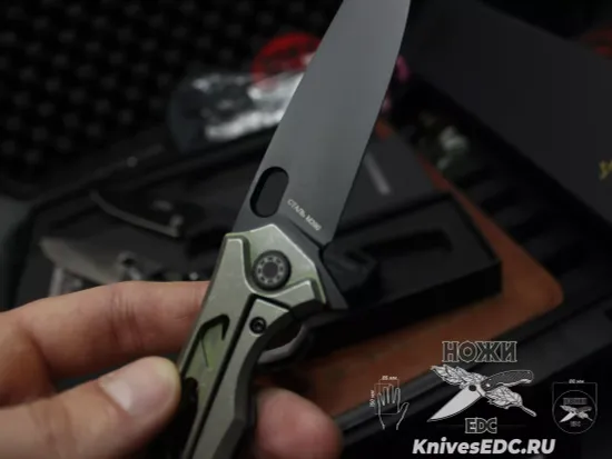 Нож складной НОКС Майор Black сталь M390, зеленый Титан 328-159506