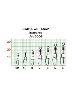 Вертлюжок рыболовный SWIVEL WITH SNAP с застежкой Insurance 3006 №12