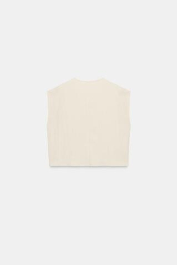 ZARA ТОП В СТИЛЕ РУСТИК БЕЗ РУКАВОВ, ЭКРЮ