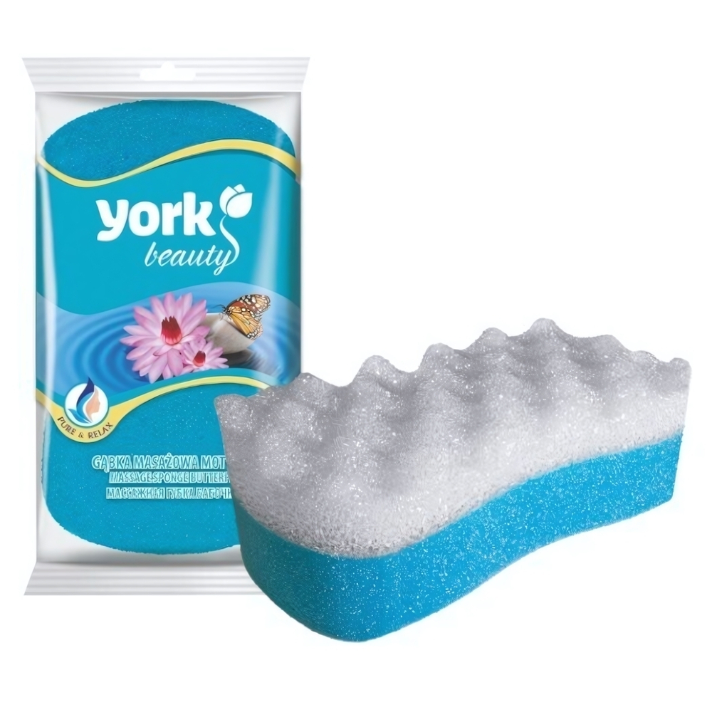 Губка для тела массажная Бабочка 16,4х9,3х5см YORK