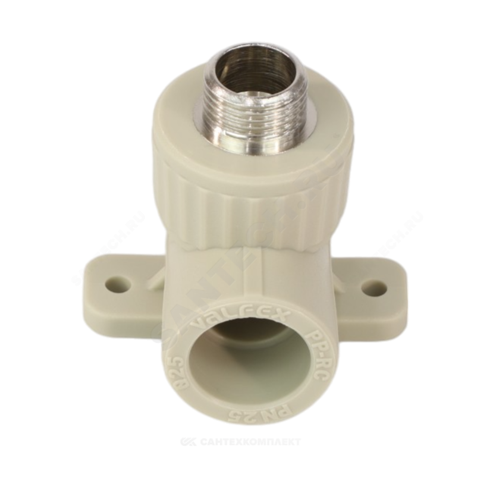 Угольник PP-R комбинированный серый Дн 25х1/2" НР с креплением VALFEX 10121025Г