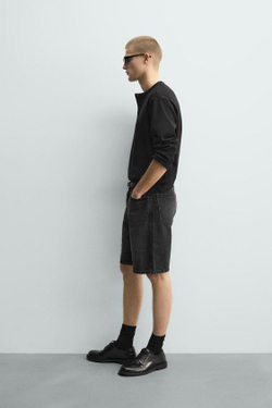 ZARA ДЖИНСОВЫЕ БЕРМУДЫ STRAIGHT FIT, УГОЛЬНЫЙ