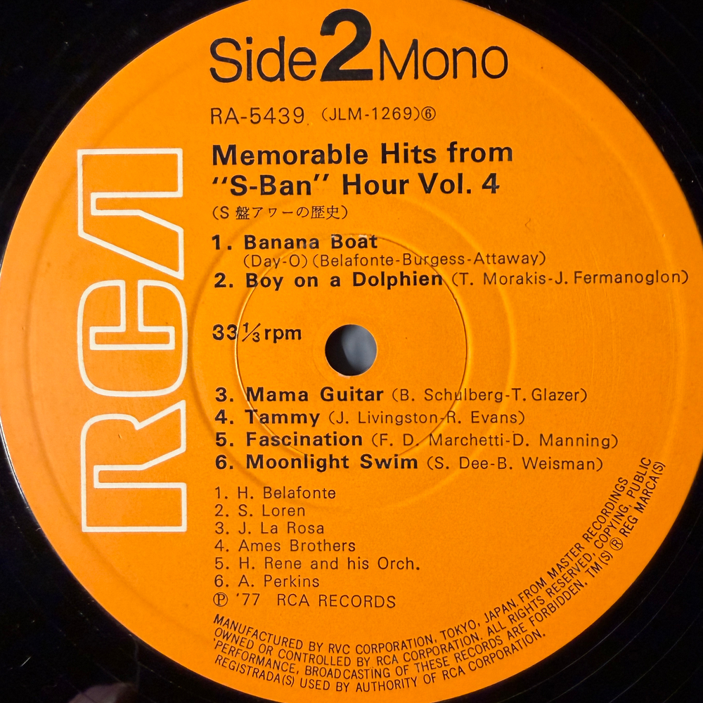 Сборник Memorable Hits From "S-Ban" Hour Vol. 4 (Япония 1977г.)Т