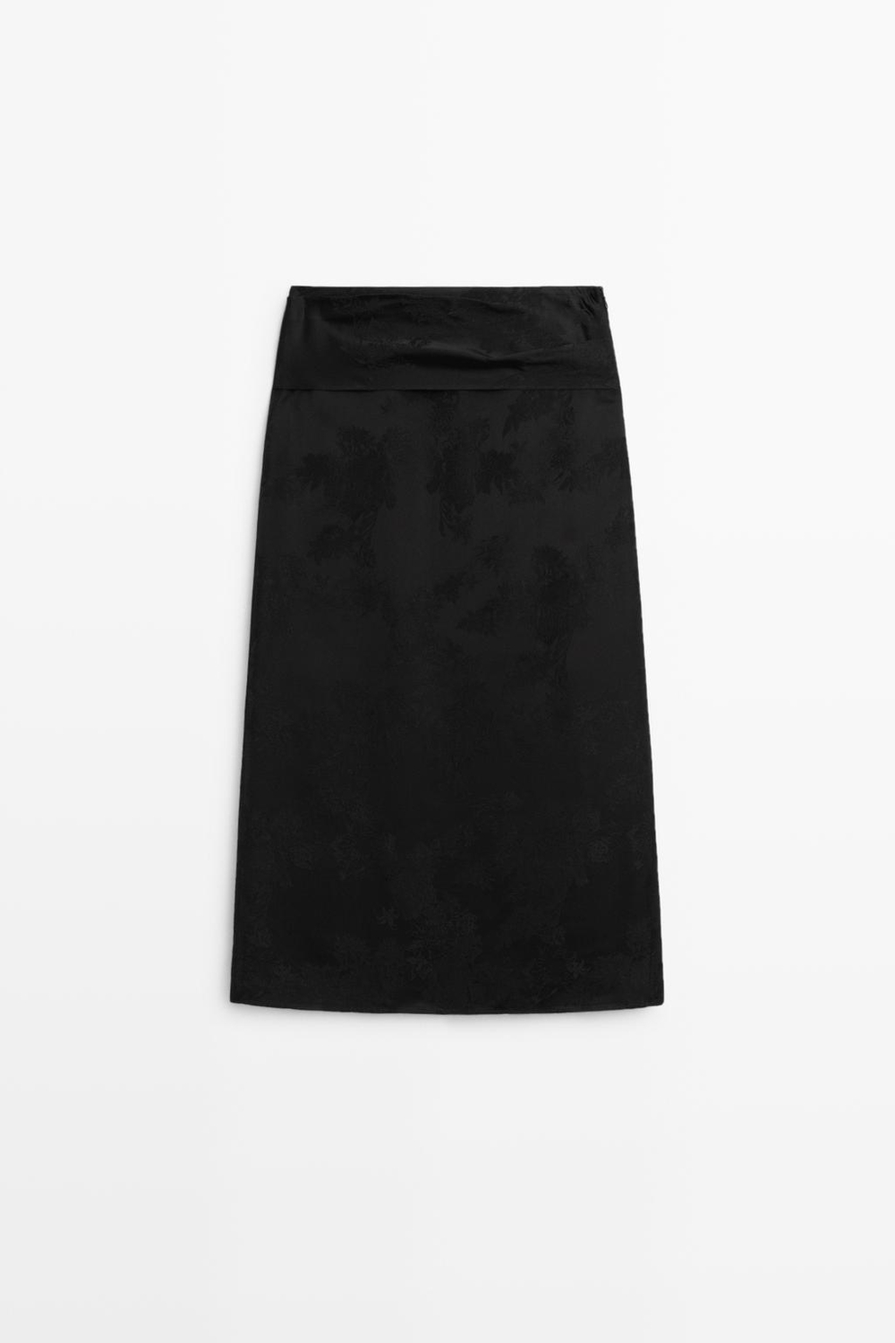 Massimo Dutti Прямая юбка миди с поясом, черный