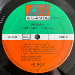 Винтажная виниловая пластинка LP Supermax Don't Stop The Music (Германия 1977)