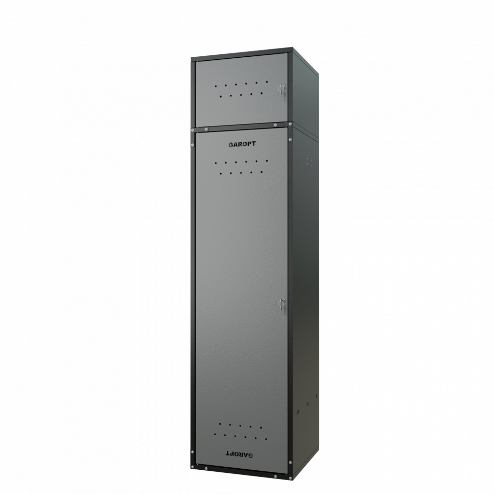 Шкаф для раздевалок GT205SHP.GREY (500мм х 500мм х 1936мм) СЕРЫЙ . Секция для обуви, двойная секция для курток с перекладиной под вешалки, верхняя антресоль с отдельным замком для головных уборов и сумок. Габариты упаковки 1630*540*155 мм (Д*Ш*В)