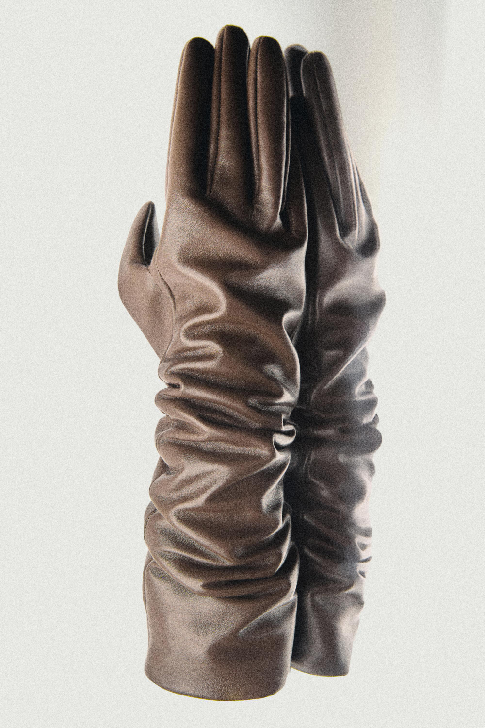 Massimo Dutti Длинные перчатки из кожи наппа - Limited Edition, бежевый
