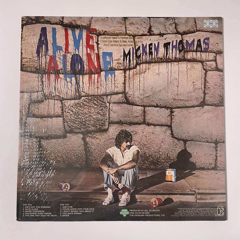 Винтажная виниловая пластинка LP Mickey Thomas Alive Alone (США 1981)