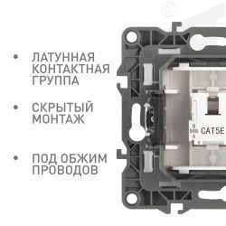 Розетка ЭРА Серия 12 12-3107-05 информационная RJ45 IP20 антрацит | Эра 12