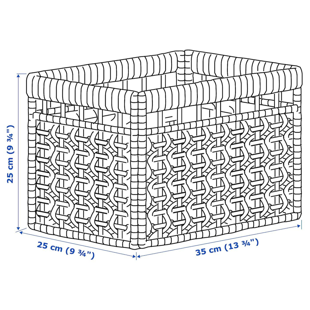 IKEA TÄTING (ИКЕА ТЭТИНГ) — Корзина, водный гиацинт/натуральный, 35x25x25 см, фото 6