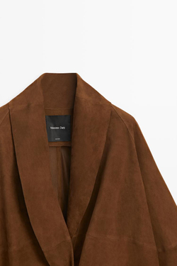 Massimo Dutti Замшевое кимоно с завязками, коричневый